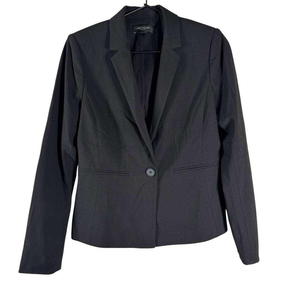Ann Taylor Women Black Casual Business Single Breasted Blazer Jacket Size 2P